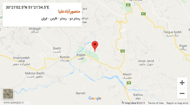 روستای منصورآبادعلیا بر روی نقشه