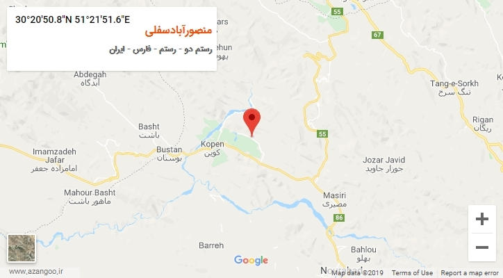 روستای منصورآبادسفلی بر روی نقشه