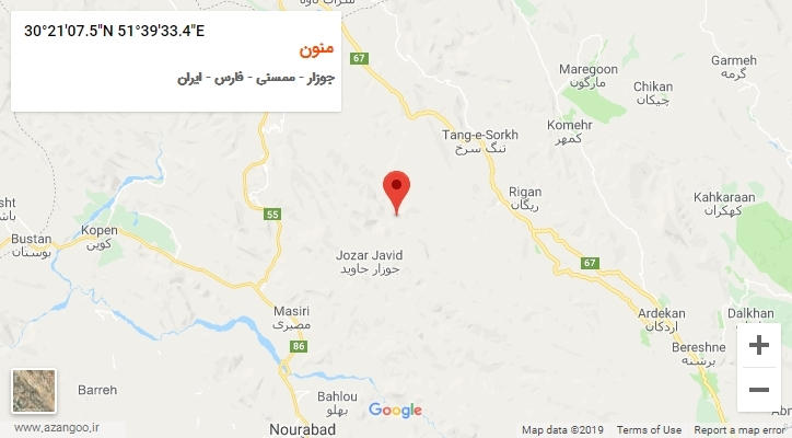 روستای منون بر روی نقشه
