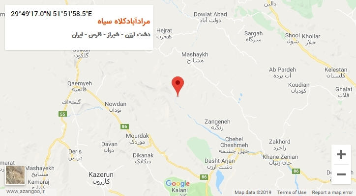 روستای مرادآبادکلاه سیاه بر روی نقشه