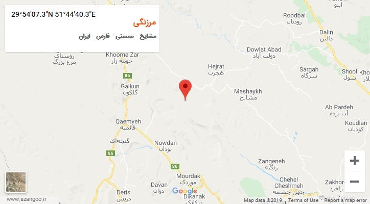 روستای مرزنگی بر روی نقشه