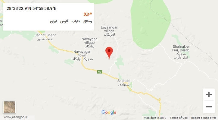 روستای مرزو بر روی نقشه