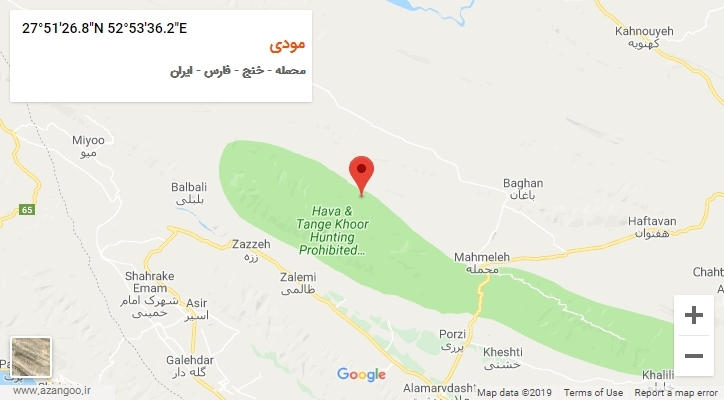روستای مودی بر روی نقشه