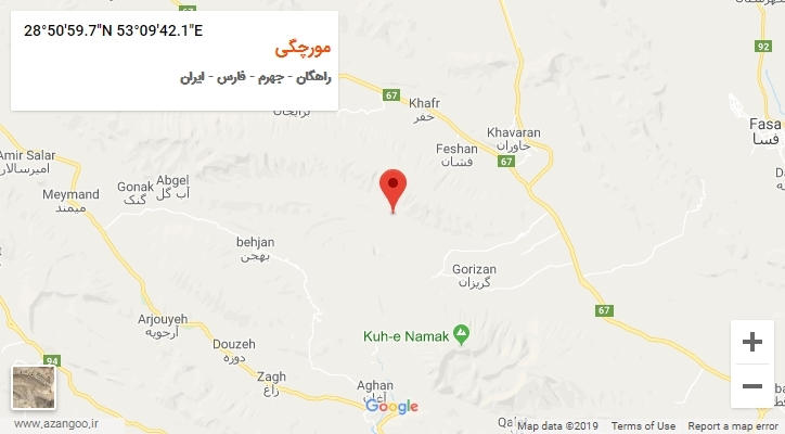 روستای مورچگی بر روی نقشه