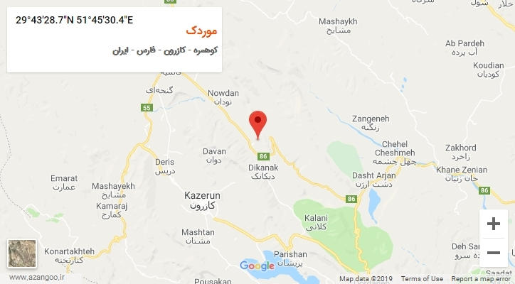 روستای موردک بر روی نقشه
