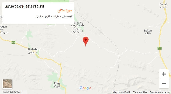 روستای موردستان بر روی نقشه