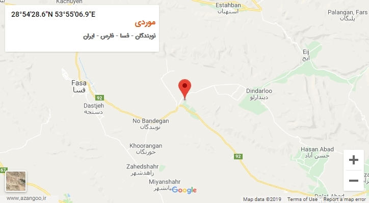 روستای موردی بر روی نقشه