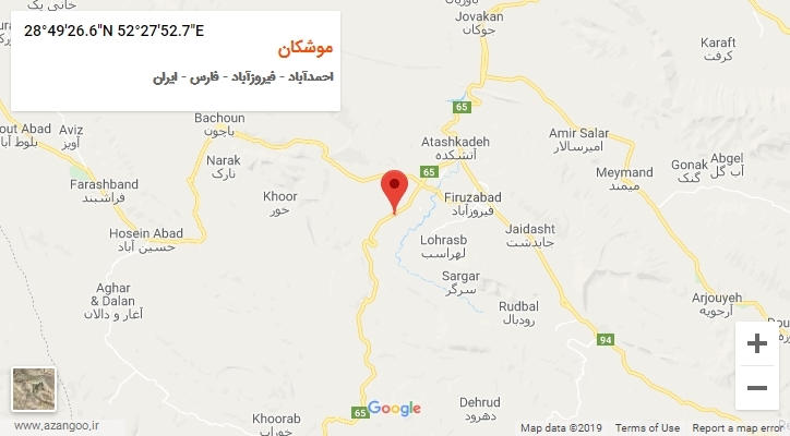 روستای موشکان بر روی نقشه