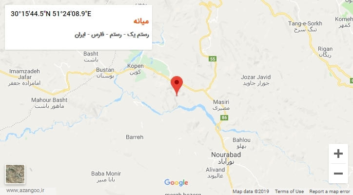 روستای میانه بر روی نقشه