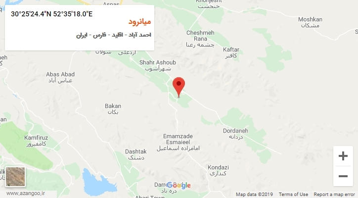 روستای میانرود بر روی نقشه