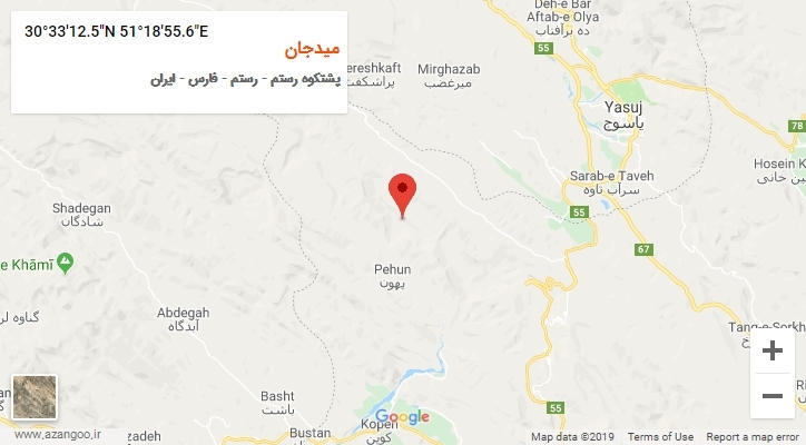 روستای میدجان بر روی نقشه