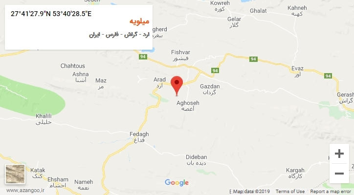 روستای میلویه بر روی نقشه