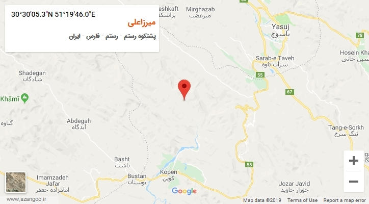 روستای میرزاعلی بر روی نقشه