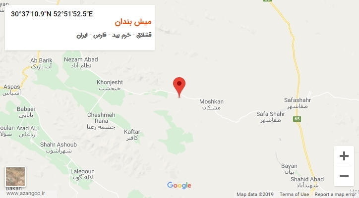 روستای میش بندان بر روی نقشه
