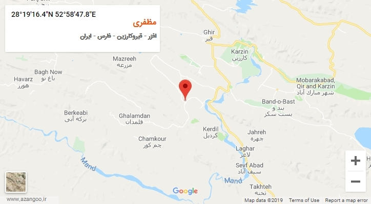 روستای مظفری بر روی نقشه