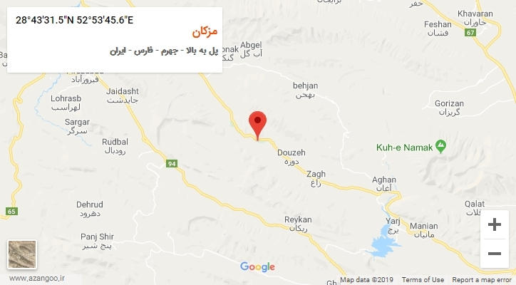 روستای مزکان بر روی نقشه
