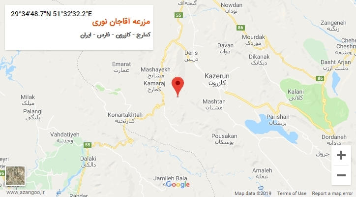 روستای مزرعه آقاجان نوری بر روی نقشه
