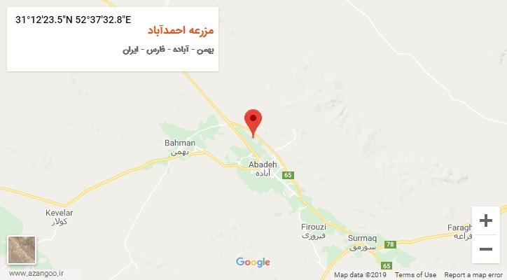 روستای مزرعه احمدآباد بر روی نقشه