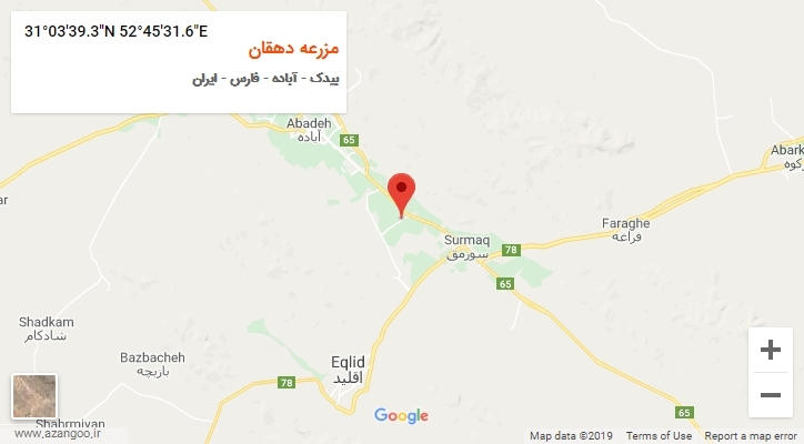 روستای مزرعه دهقان بر روی نقشه