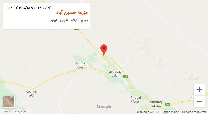 روستای مزرعه حسین آباد بر روی نقشه