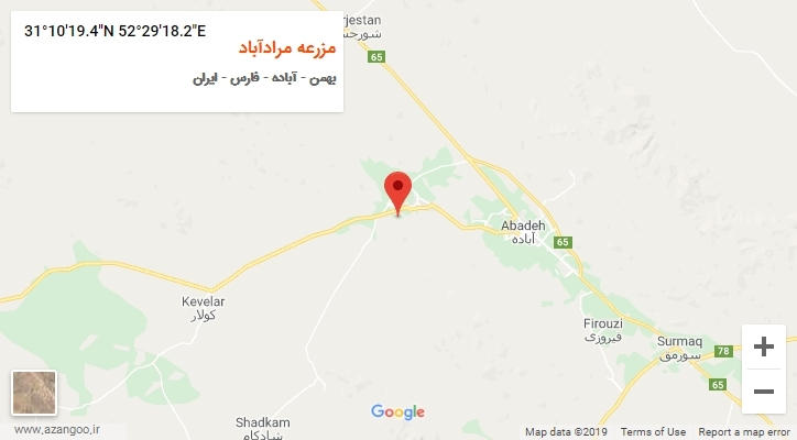 روستای مزرعه مرادآباد بر روی نقشه