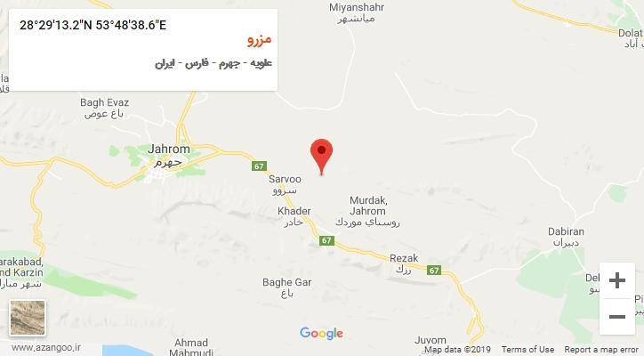 روستای مزرو بر روی نقشه