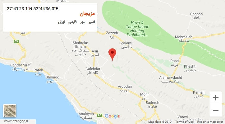 روستای مزیجان بر روی نقشه