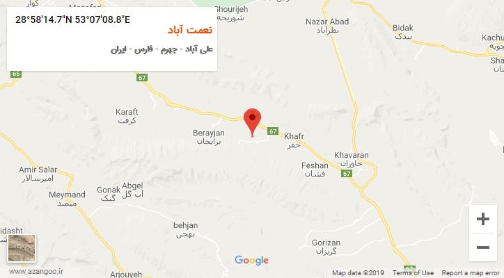 روستای نعمت آباد بر روی نقشه