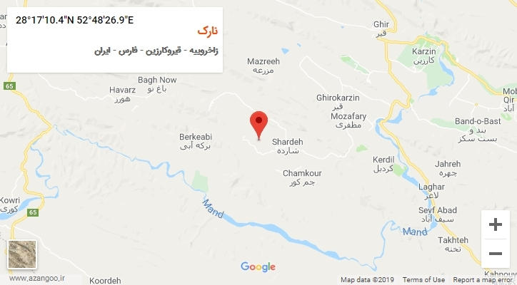 روستای نارک بر روی نقشه