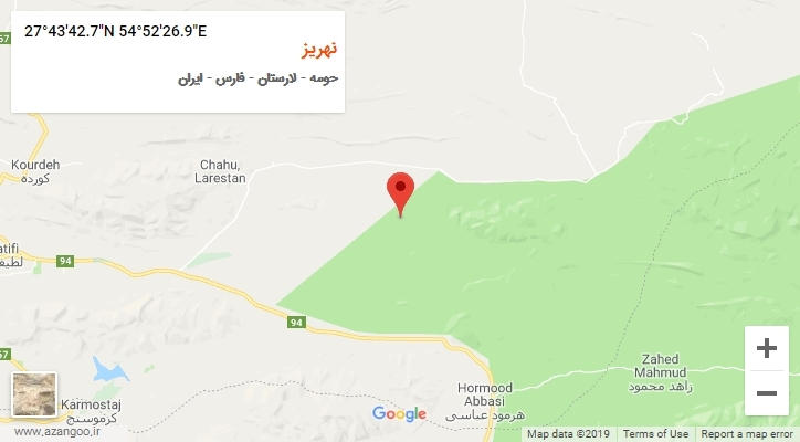 روستای نهریز بر روی نقشه