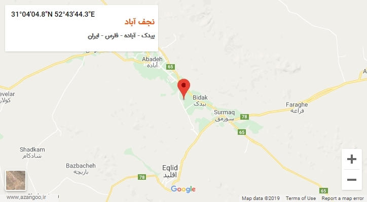 روستای نجف آباد بر روی نقشه
