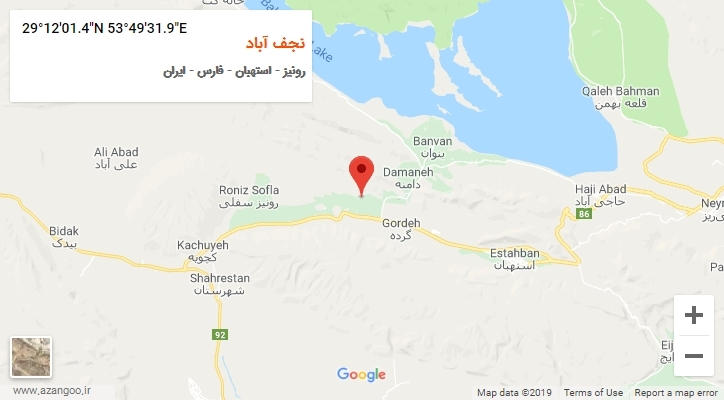 روستای نجف آباد بر روی نقشه