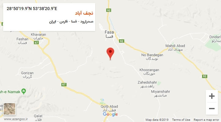 روستای نجف آباد بر روی نقشه
