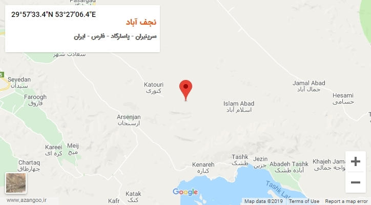 روستای نجف آباد بر روی نقشه