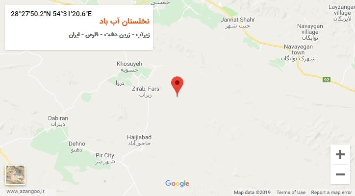 روستای نخلستان آب باد بر روی نقشه