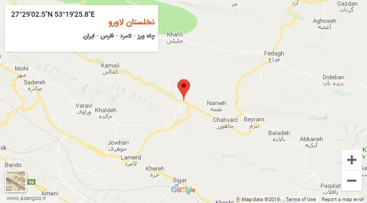 روستای نخلستان لاورو بر روی نقشه