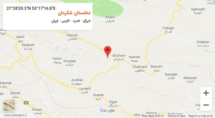روستای نخلستان شکردان بر روی نقشه