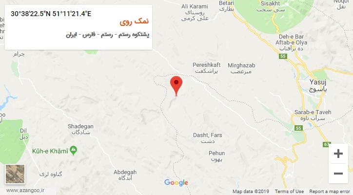 روستای نمک روی بر روی نقشه