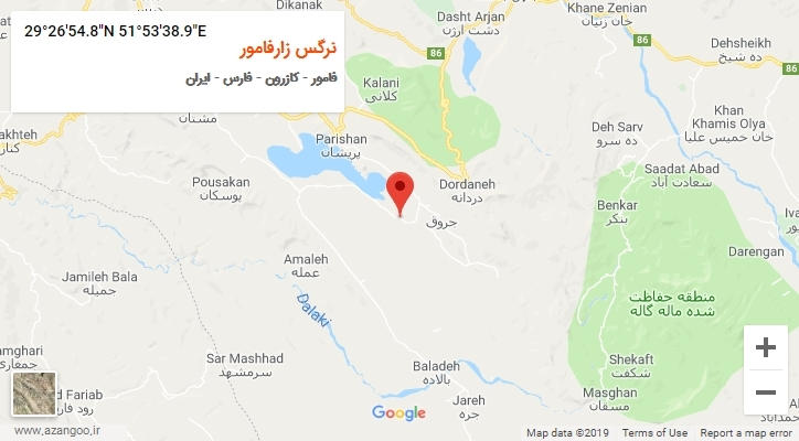 روستای نرگس زارفامور بر روی نقشه