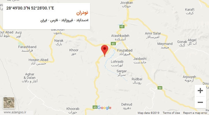 روستای نودران بر روی نقشه