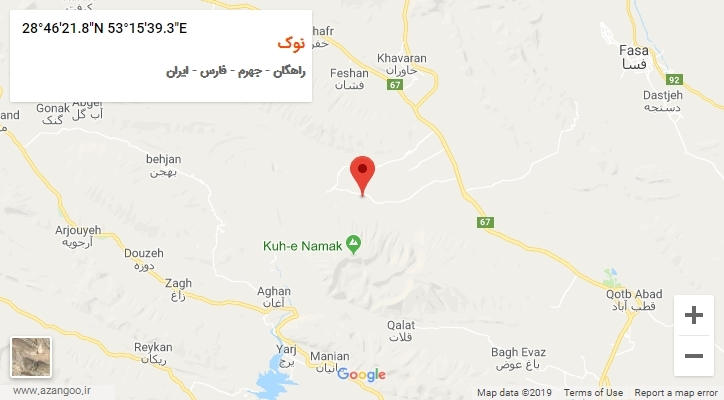 روستای نوک بر روی نقشه