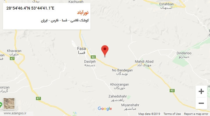 روستای نورآباد بر روی نقشه