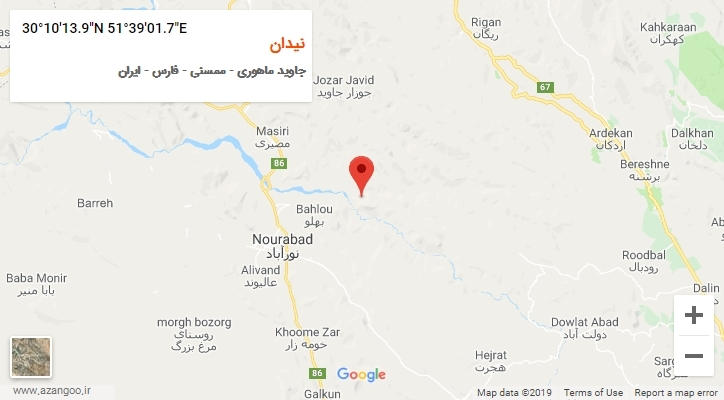 روستای نیدان بر روی نقشه