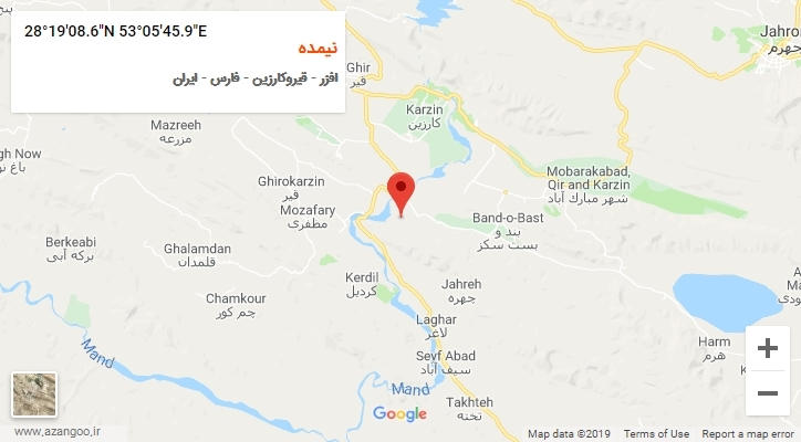 روستای نیمده بر روی نقشه