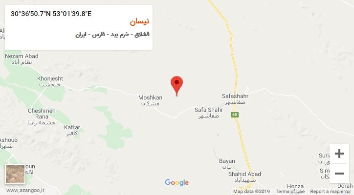 روستای نیسان بر روی نقشه