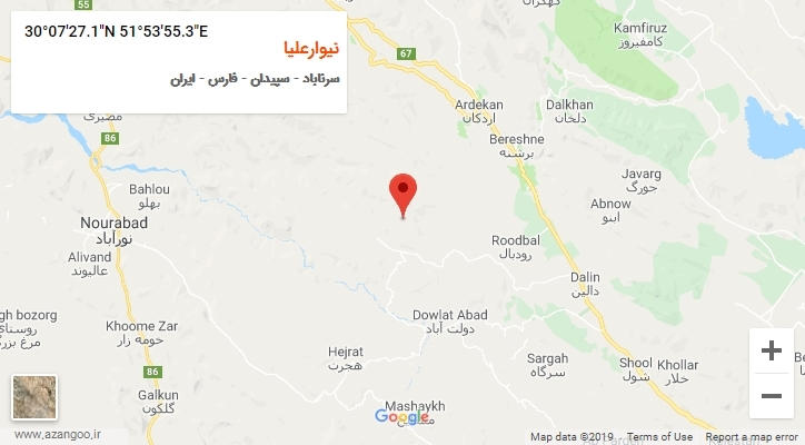 روستای نیوارعلیا بر روی نقشه