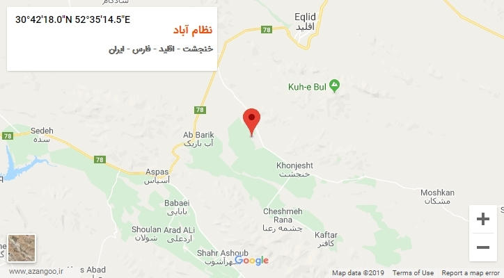 روستای نظام آباد بر روی نقشه
