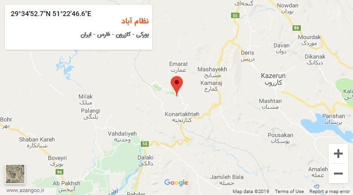 روستای نظام آباد بر روی نقشه