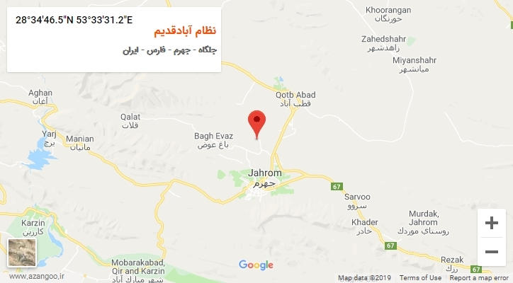 روستای نظام آبادقدیم بر روی نقشه