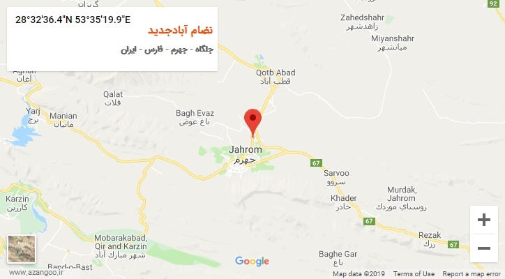 روستای نضام آبادجدید بر روی نقشه